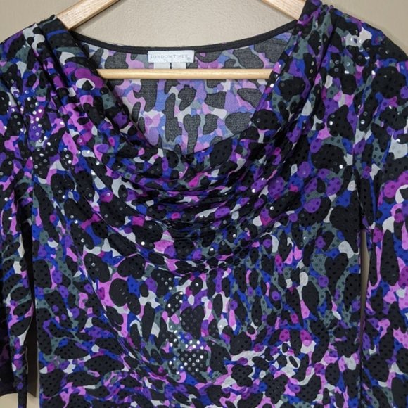 London Times Shimmery Cowl Neck Midi Dress - Picture 3 of 5